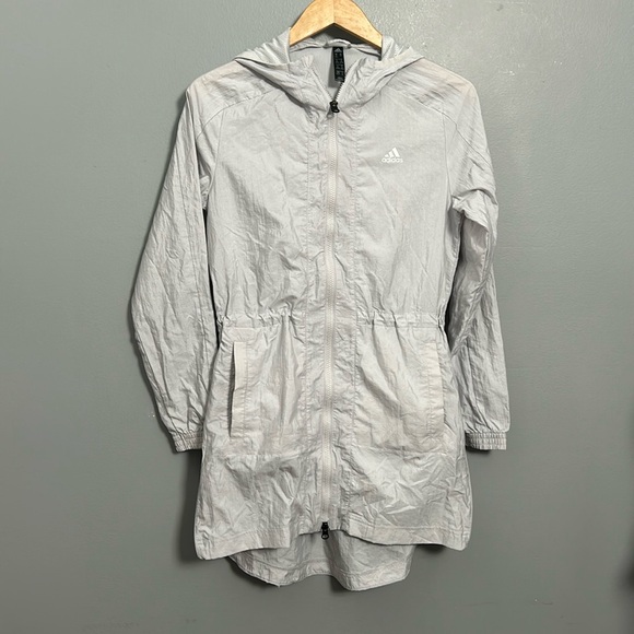 Adidas Hooded Training Dress Jacket, Gray Cloud, Size XS - Picture 2 of 14